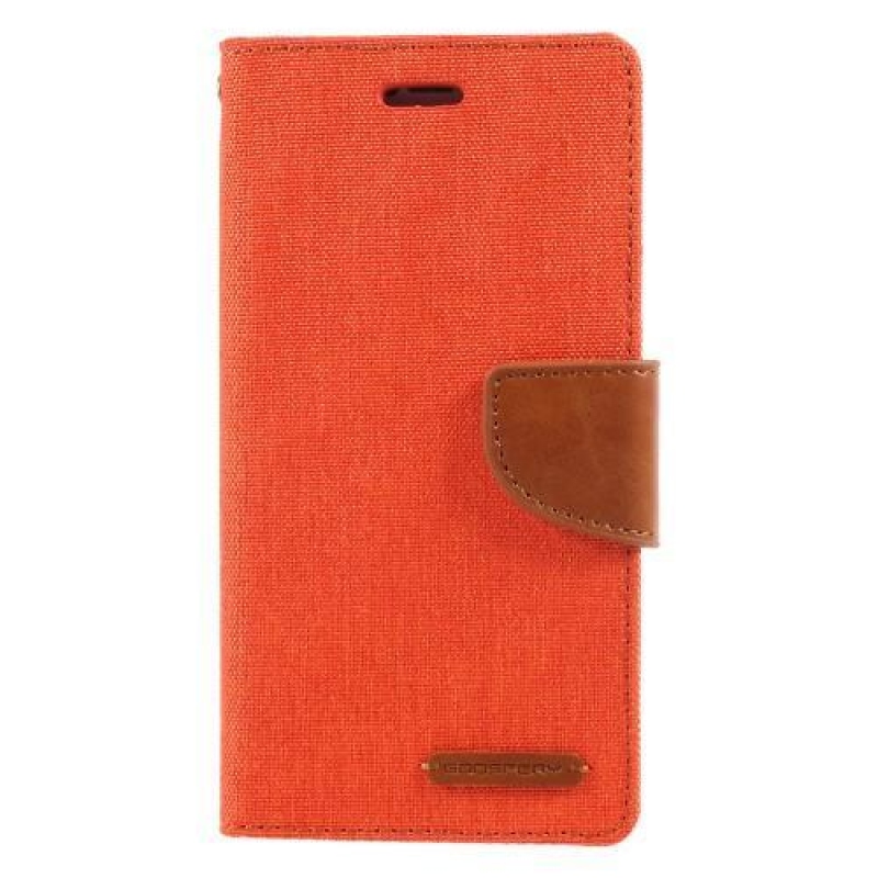 Canvas PU kožené/textilní pouzdro na iPhone X - oranžové