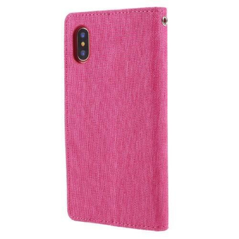 Canvas PU kožené/textilní pouzdro na iPhone X - rose