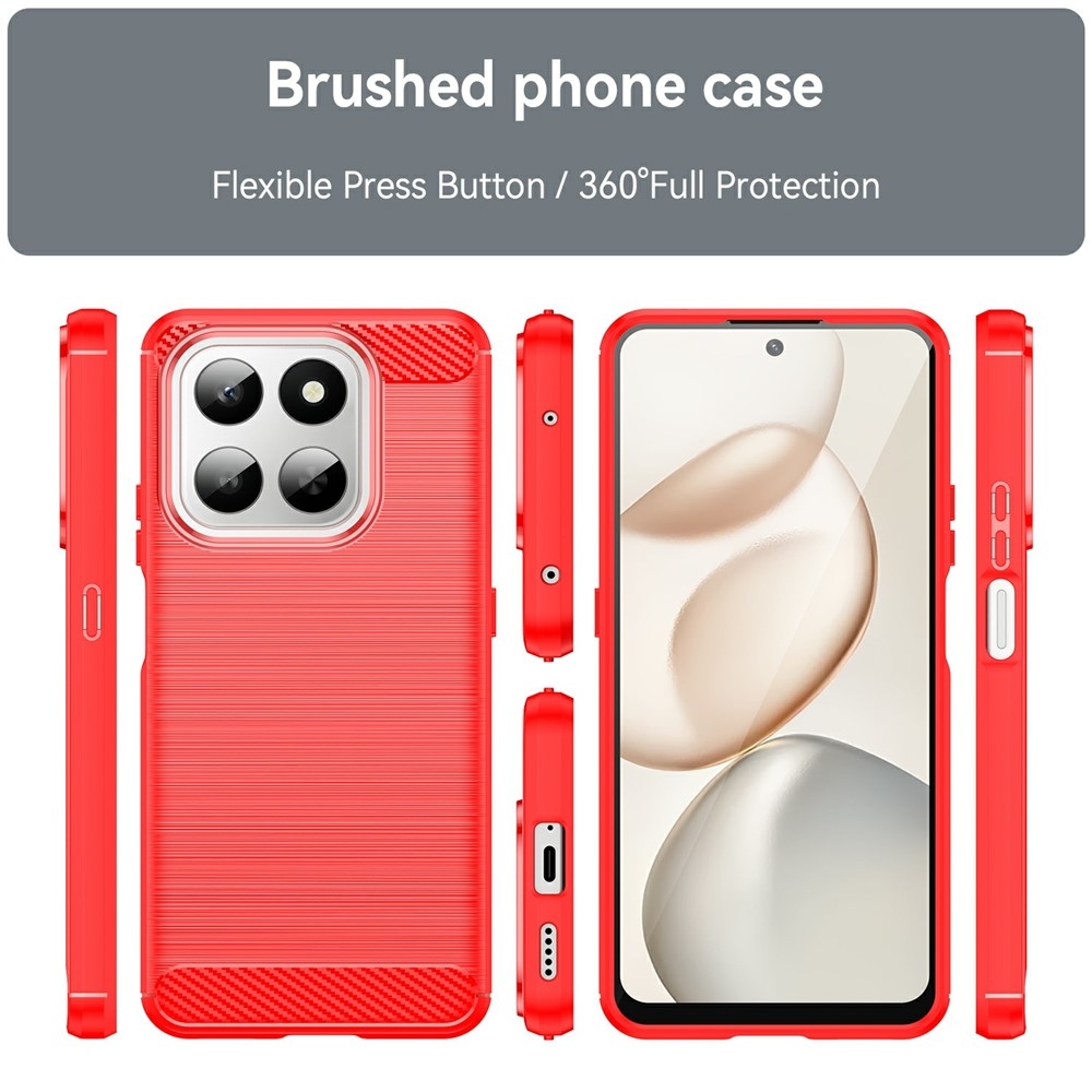 Carbon odolný gelový obal na Honor 400 Smart 5G/4G/Honor X7d - červený