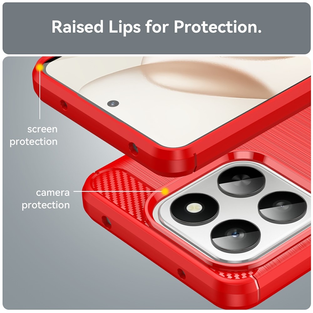 Carbon odolný gelový obal na Honor 400 Smart 5G/4G/Honor X7d - červený