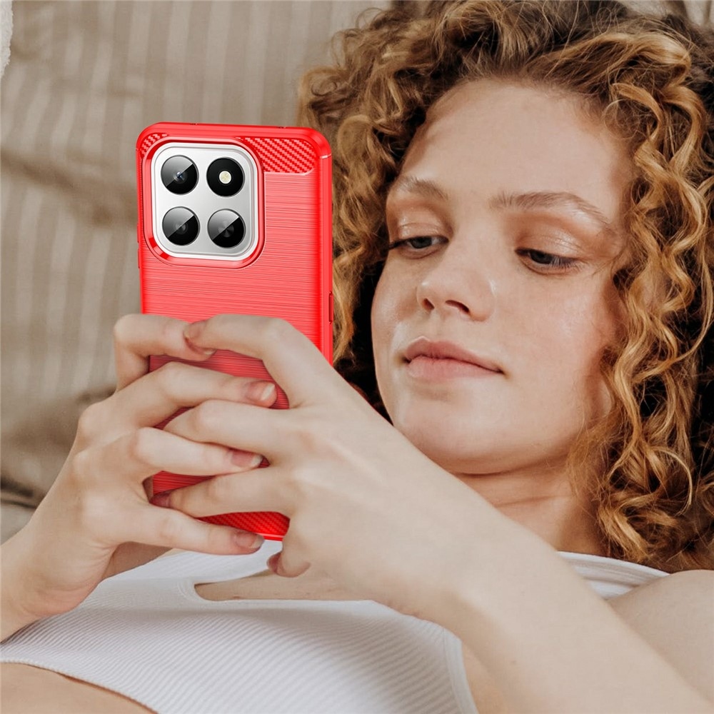 Carbon odolný gelový obal na Honor 400 Smart 5G/4G/Honor X7d - červený