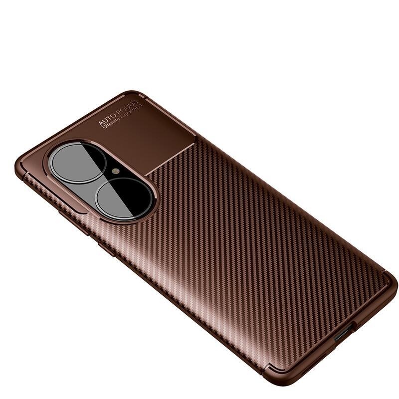 Carbon odolný gelový obal na mobil Huawei P50 Pro - hnědý