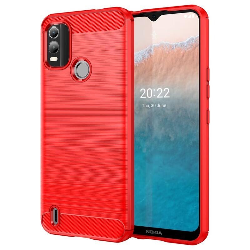 Carbon odolný gelový obal na mobil Nokia C21 Plus - červený