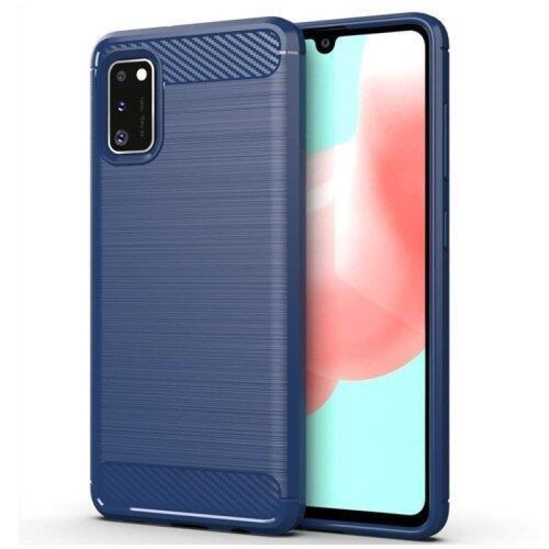 Carbon odolný gelový obal na mobil Samsung Galaxy A41 - modrý