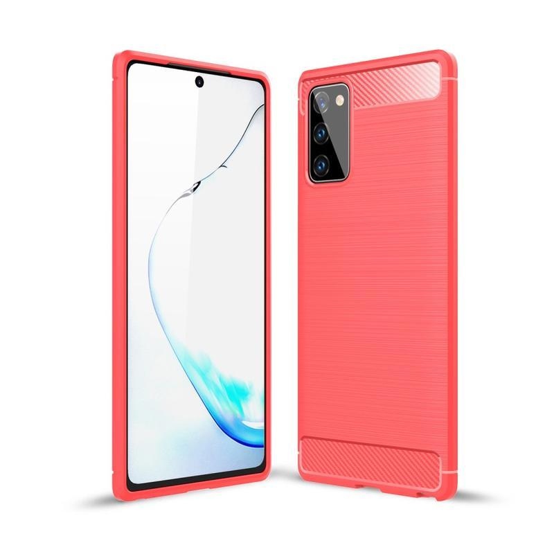Carbon odolný gelový obal na mobil Samsung Galaxy Note 20/Note 20 5G - červený