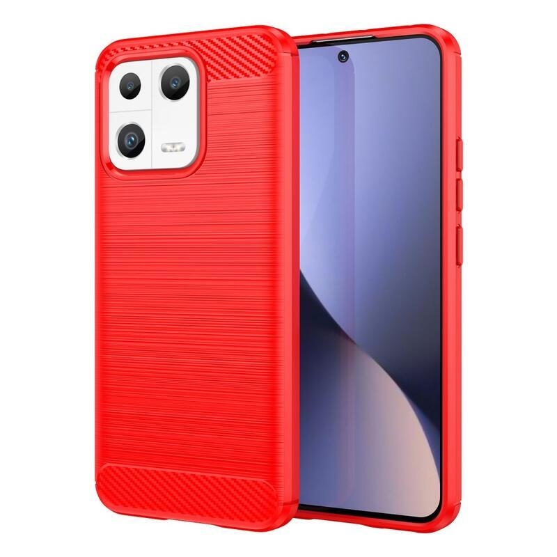 Carbon odolný gelový obal na mobil Xiaomi 13 - červený