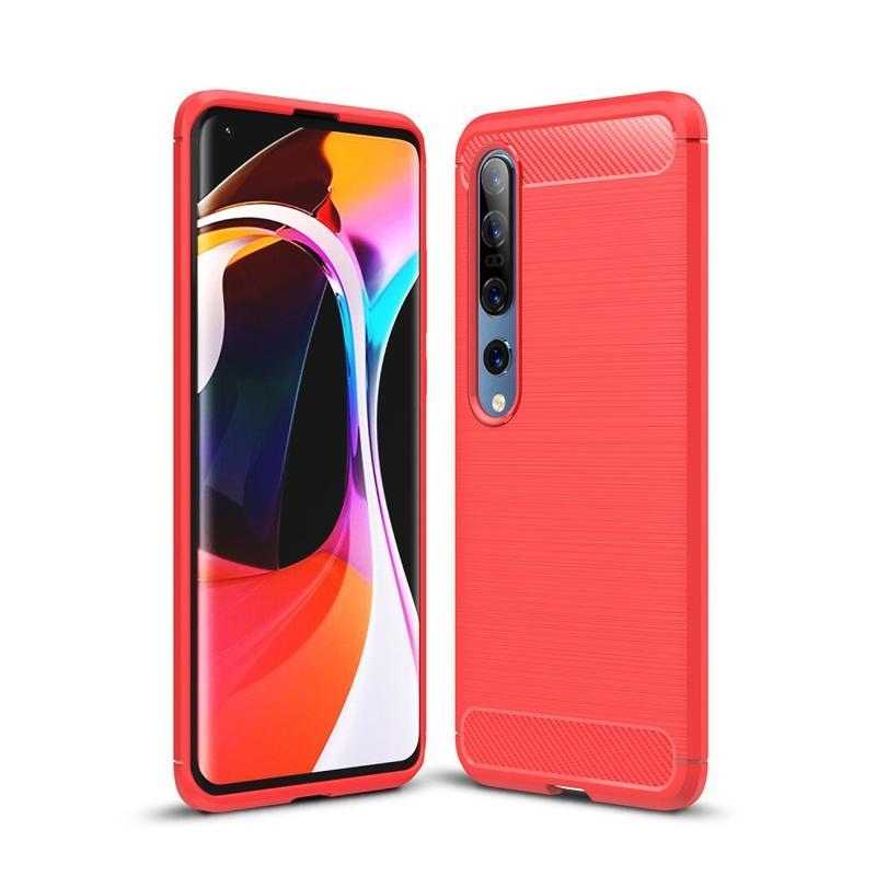Carbon odolný gelový obal na mobil Xiaomi Mi 10/Mi 10 Pro - červený