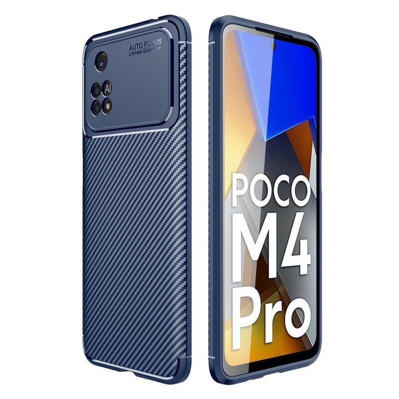 Carbon odolný gelový obal na mobil Xiaomi Poco M4 Pro 4G - modrý