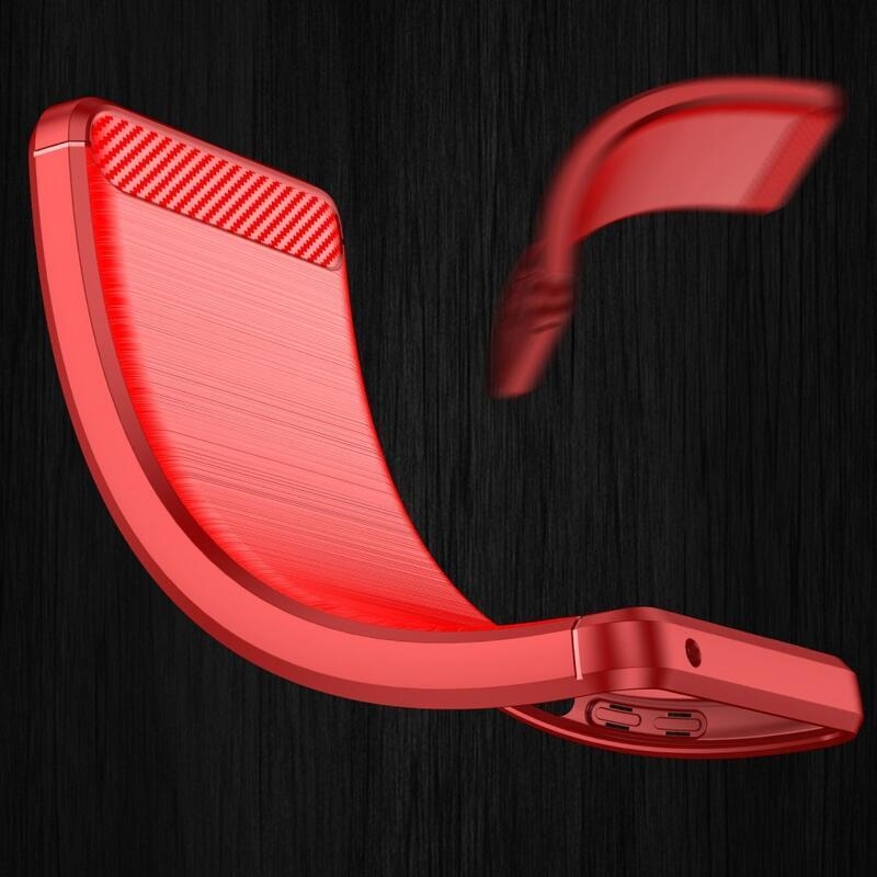 Carbon odolný gelový obal na mobil Xiaomi Redmi 10C - červený