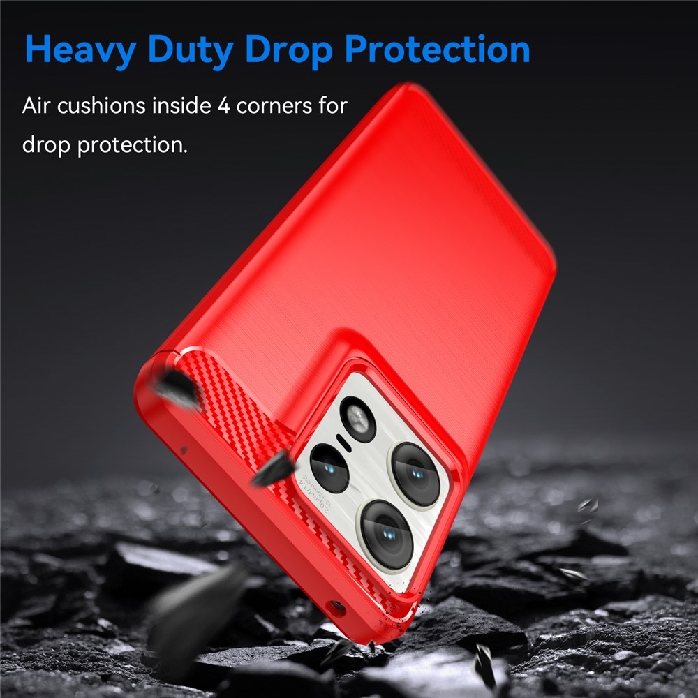 Carbon odolný gelový obal na Motorola Edge 50 Pro 5G - červený