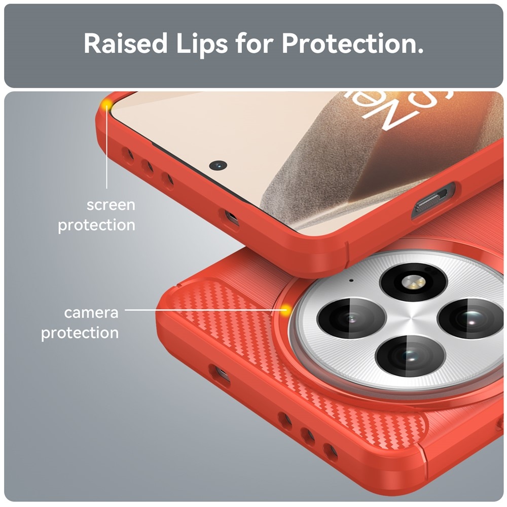 Carbon odolný gelový obal na OnePlus 13 - červený