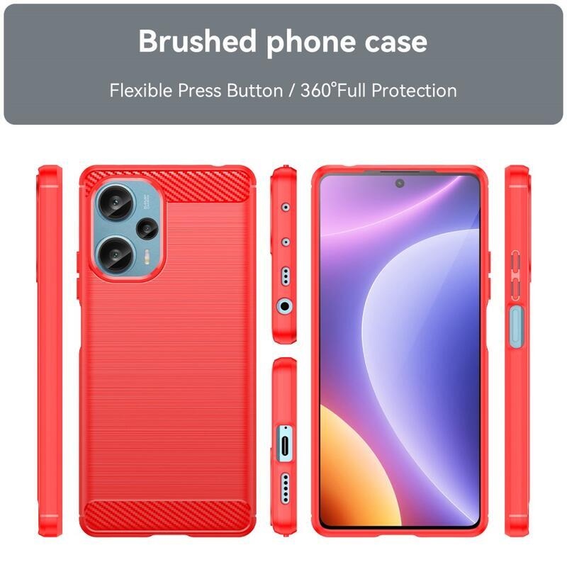 Carbon odolný gelový obal na Xiaomi Poco F5 - červený