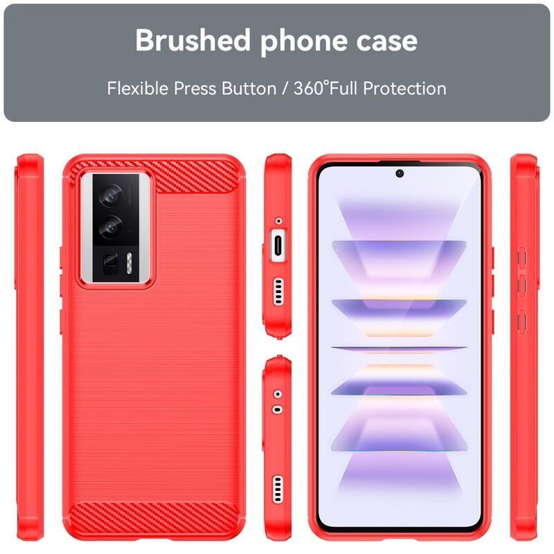 Carbon odolný gelový obal na Xiaomi Poco F5 Pro - červený