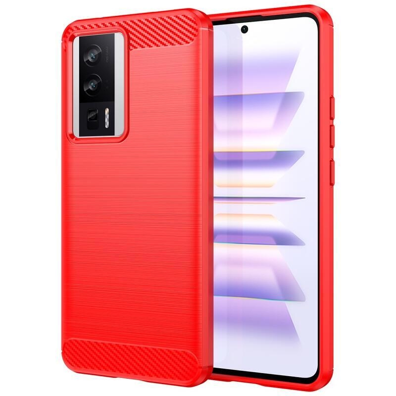 Carbon odolný gelový obal na Xiaomi Poco F5 Pro - červený