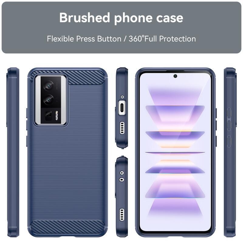 Carbon odolný gelový obal na Xiaomi Poco F5 Pro - modrý