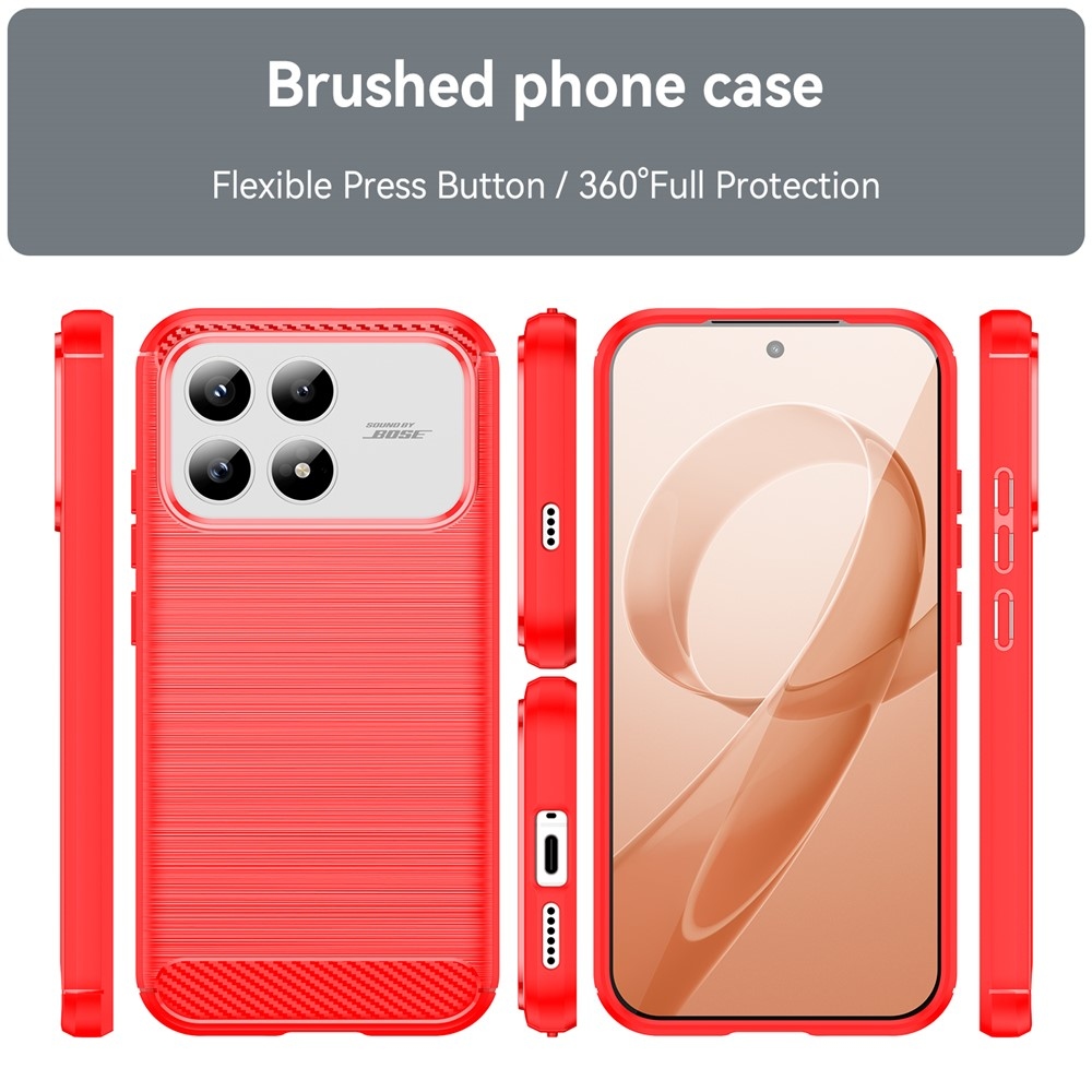 Carbon odolný gelový obal na Xiaomi Poco F8 Pro 5G - červený