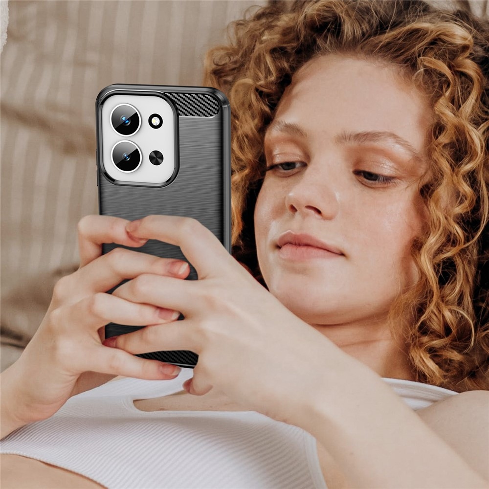 Carbon odolný gelový obal na Xiaomi Redmi 15C 4G (171mm)/Poco C85 4G (171mm) - černý