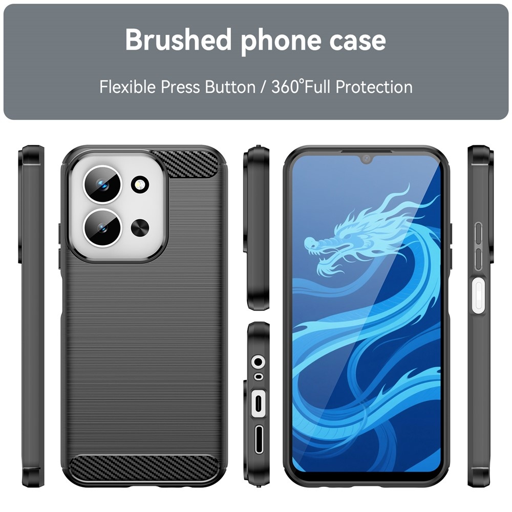 Carbon odolný gelový obal na Xiaomi Redmi 15C 4G (171mm)/Poco C85 4G (171mm) - černý