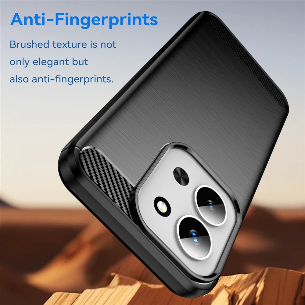 Carbon odolný gelový obal na Xiaomi Redmi 15C 4G (171mm)/Poco C85 4G (171mm) - černý