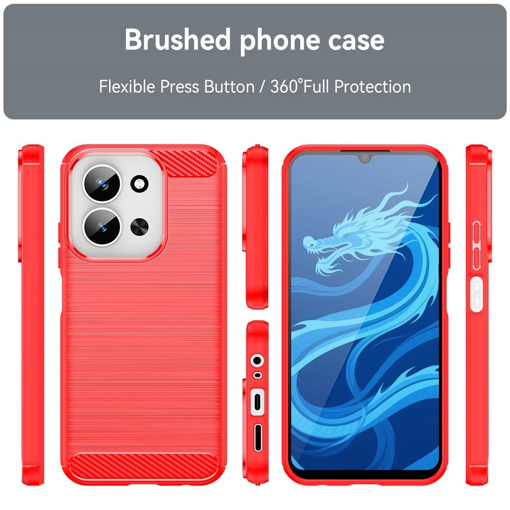 Carbon odolný gelový obal na Xiaomi Redmi 15C 4G (171mm)/Poco C85 4G (171mm) - červený