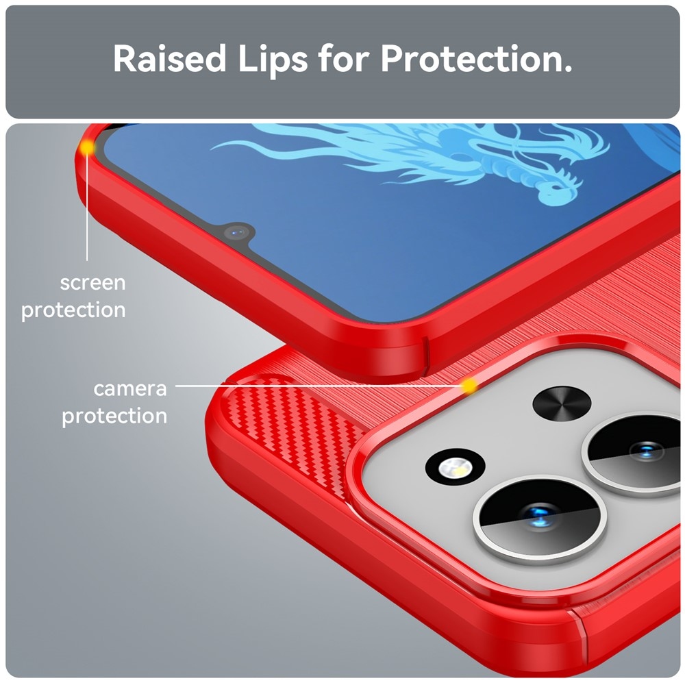 Carbon odolný gelový obal na Xiaomi Redmi 15C 4G (171mm)/Poco C85 4G (171mm) - červený