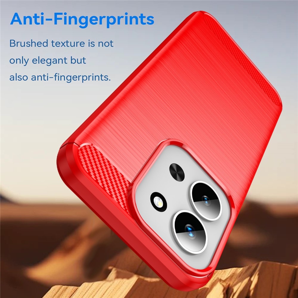 Carbon odolný gelový obal na Xiaomi Redmi 15C 4G (171mm)/Poco C85 4G (171mm) - červený