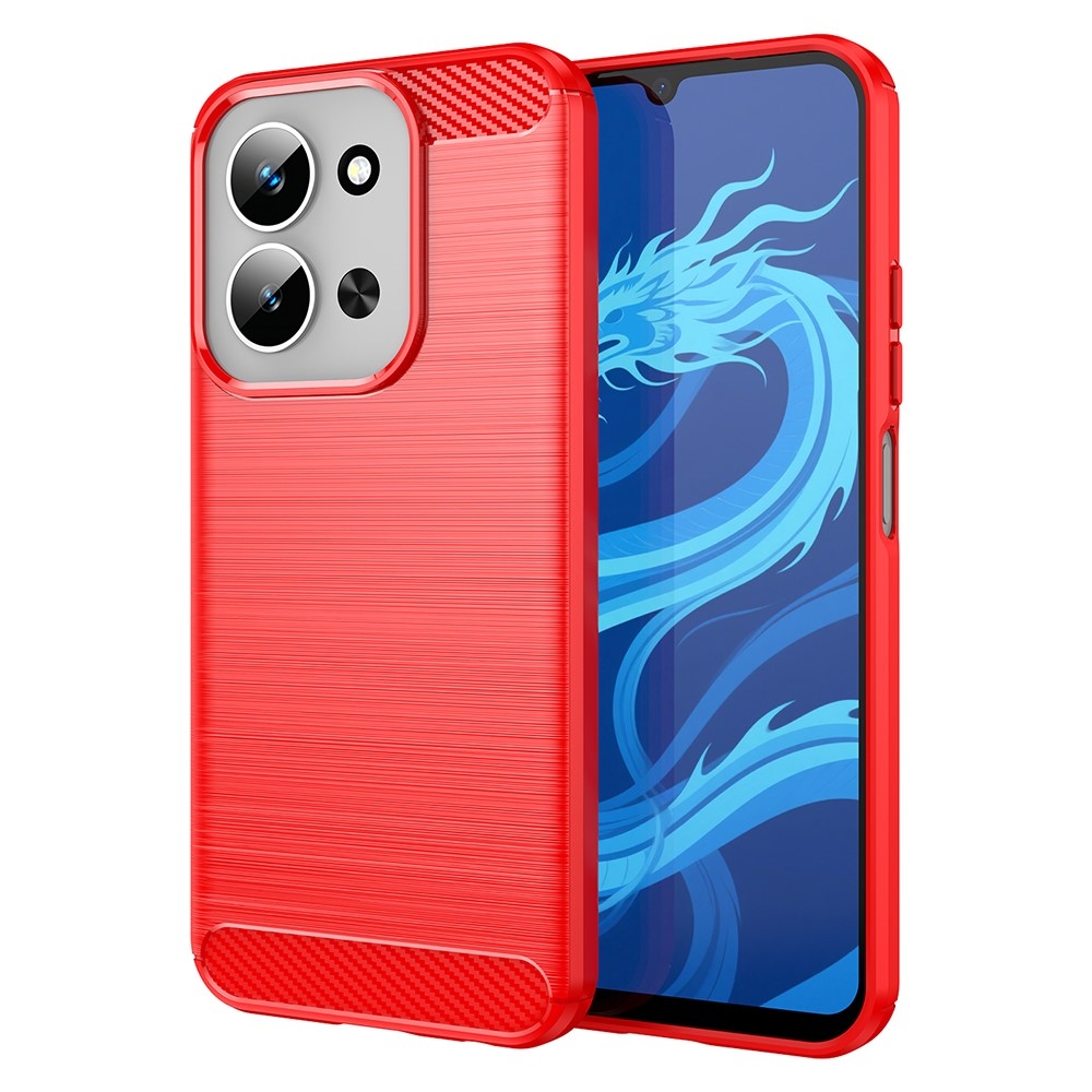 Carbon odolný gelový obal na Xiaomi Redmi 15C 4G (171mm)/Poco C85 4G (171mm) - červený