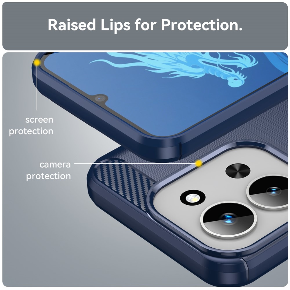 Carbon odolný gelový obal na Xiaomi Redmi 15C 4G (171mm)/Poco C85 4G (171mm) - modrý