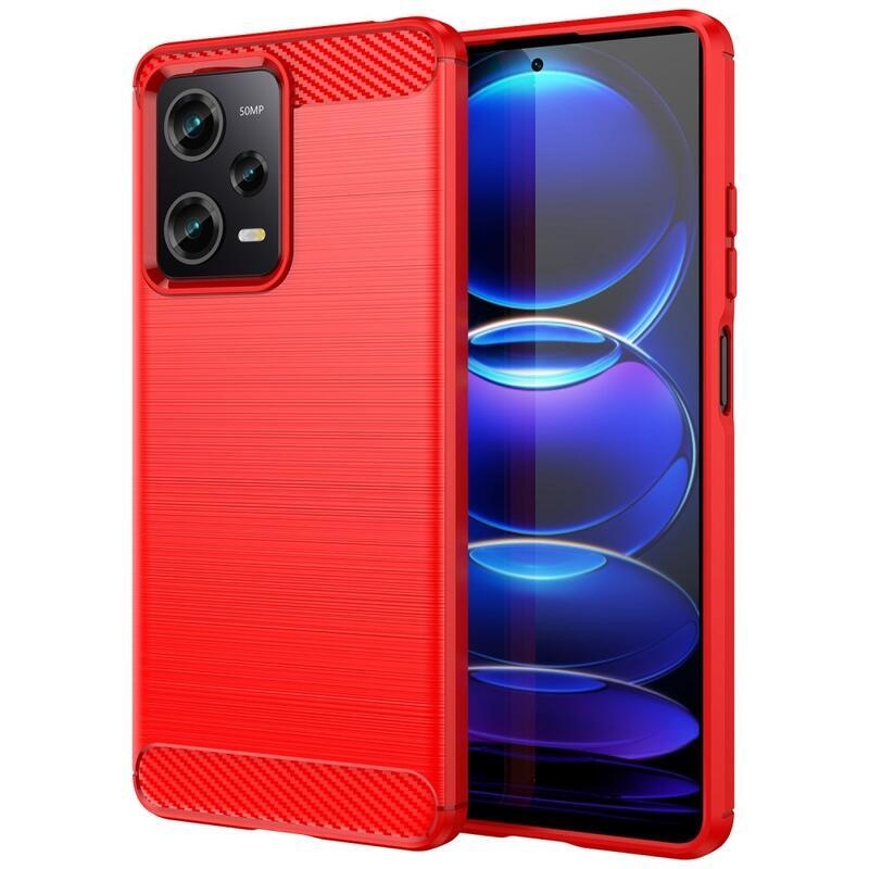 Carbon odolný gelový obal na Xiaomi Redmi Note 12 Pro 5G/Poco X5 Pro 5G - červený