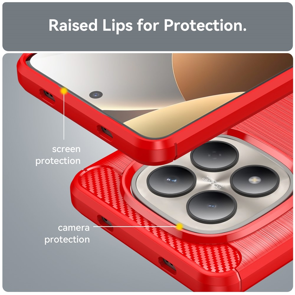 Carbon odolný gelový obal na Xiaomi Redmi Note 15 Pro 4G - červený