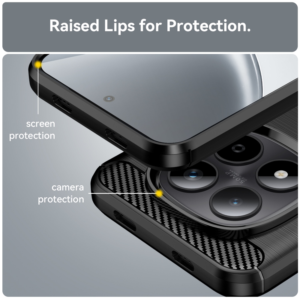 Carbon odolný gelový obal na Xiaomi Redmi Note 15 Pro 5G - černý