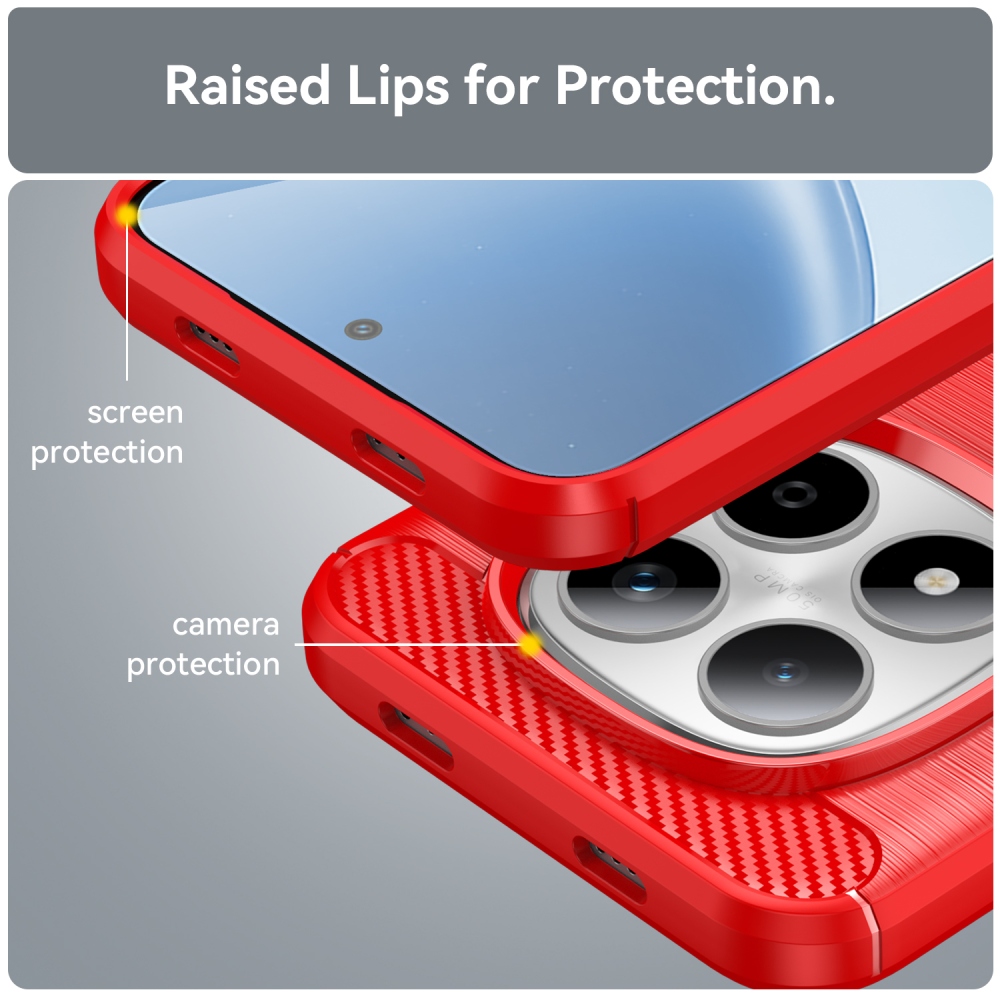 Carbon odolný gelový obal na Xiaomi Redmi Note 15 Pro 5G - červený