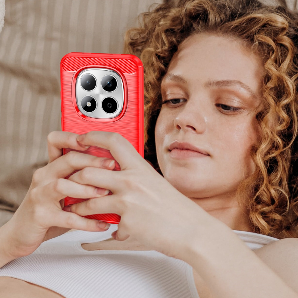 Carbon odolný gelový obal na Xiaomi Redmi Note 15 Pro 5G - červený