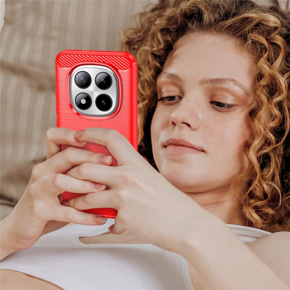 Carbon odolný gelový obal na Xiaomi Redmi Note 15 Pro+ 5G - červený