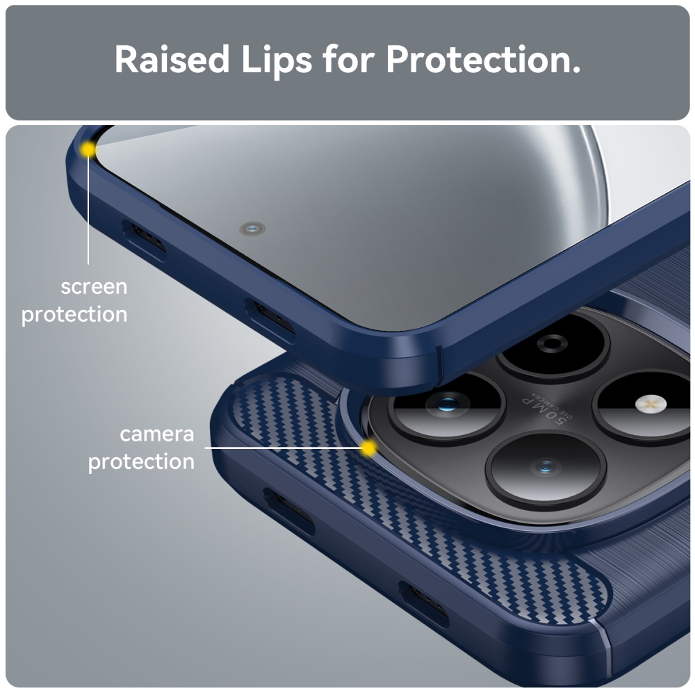 Carbon odolný gelový obal na Xiaomi Redmi Note 15 Pro 5G - modrý