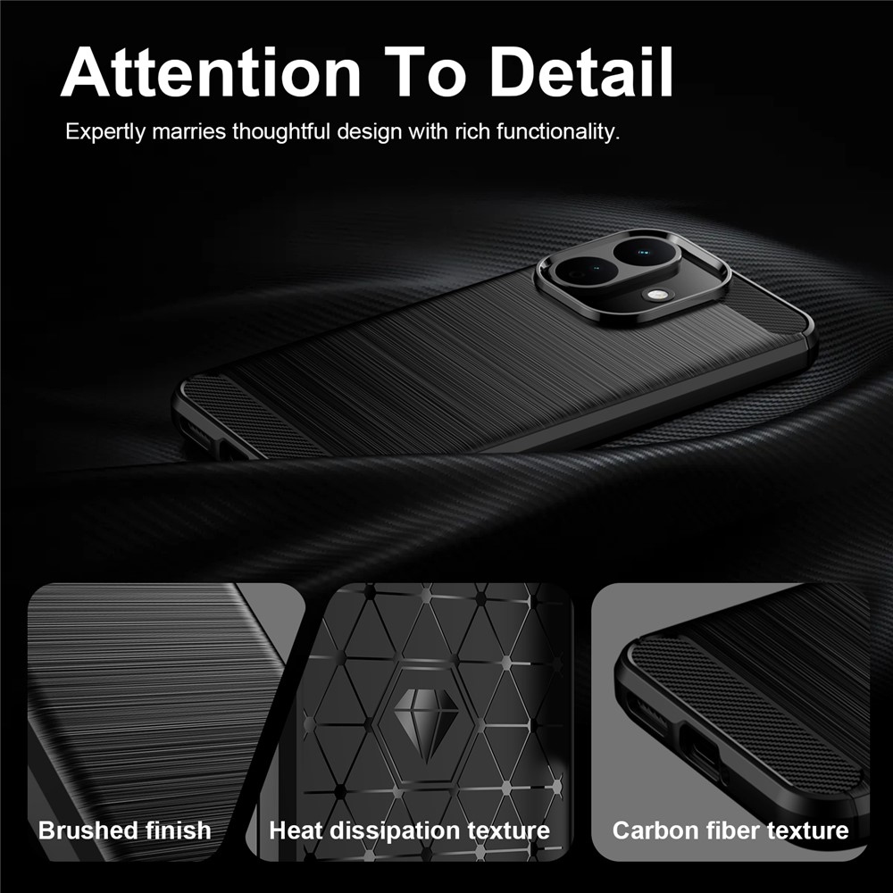 Carbon odolný gelový obal na Xiaomi Redmi Note 17 Pro 5G - černý