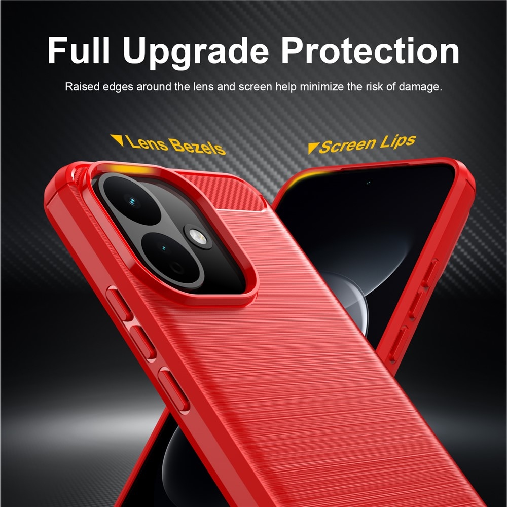 Carbon odolný gelový obal na Xiaomi Redmi Note 17 Pro 5G - červený