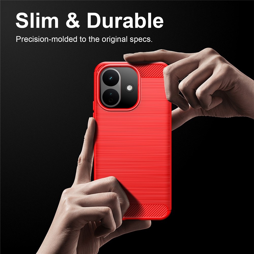 Carbon odolný gelový obal na Xiaomi Redmi Note 17 Pro 5G - červený