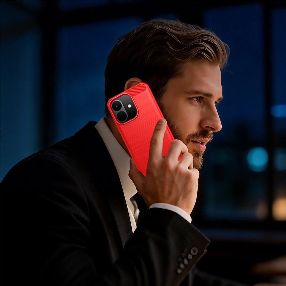 Carbon odolný gelový obal na Xiaomi Redmi Note 17 Pro 5G - červený