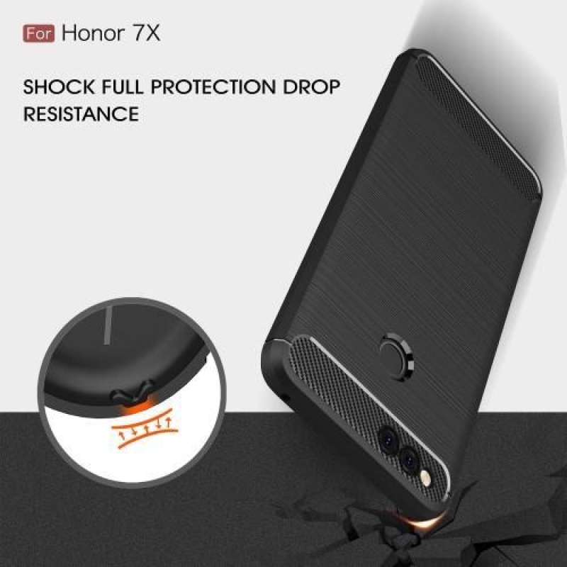 Carbon odolný gelový obal s broušením na Honor 7X -  šedý