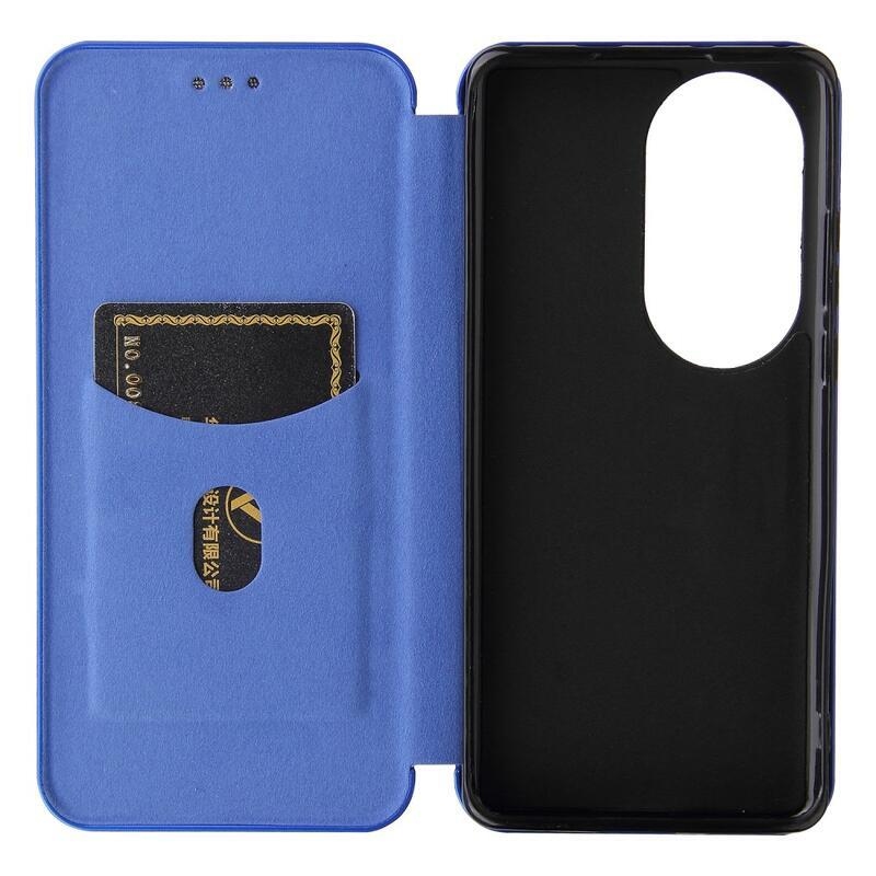 Carbon peněženkové pouzdro na mobil Huawei P50 Pro - modré
