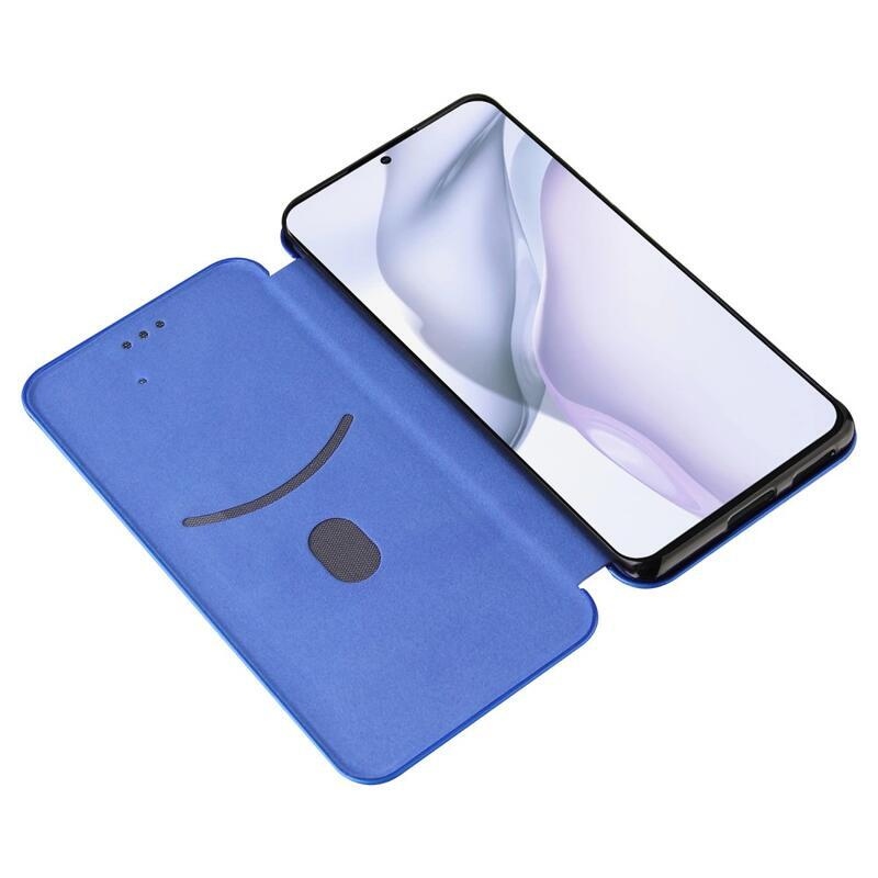 Carbon peněženkové pouzdro na mobil Huawei P50 Pro - modré