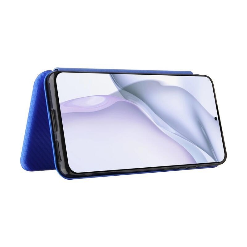 Carbon peněženkové pouzdro na mobil Huawei P50 Pro - modré