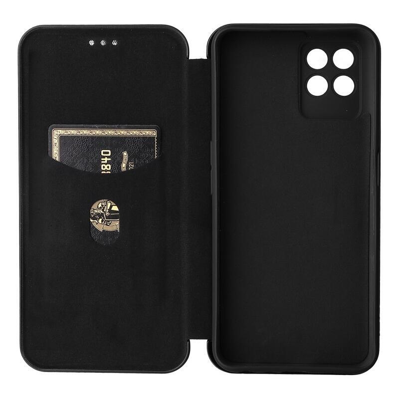 Carbon peněženkové pouzdro na mobil Realme 8i - černé