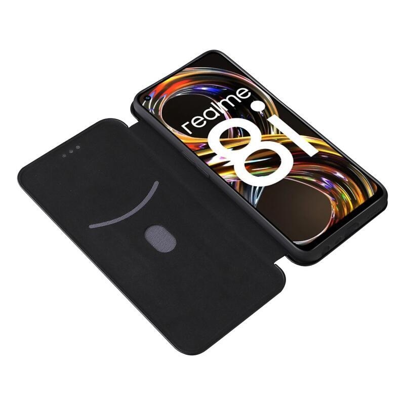 Carbon peněženkové pouzdro na mobil Realme 8i - černé