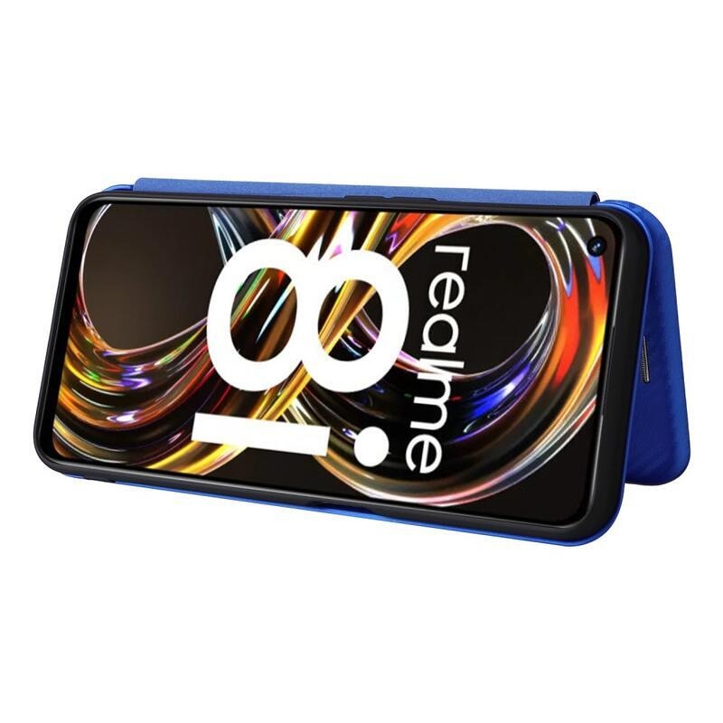 Carbon peněženkové pouzdro na mobil Realme 8i - modré