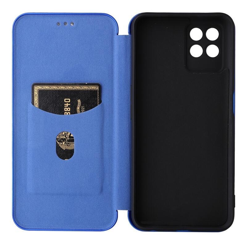 Carbon peněženkové pouzdro na mobil Realme 8i - modré