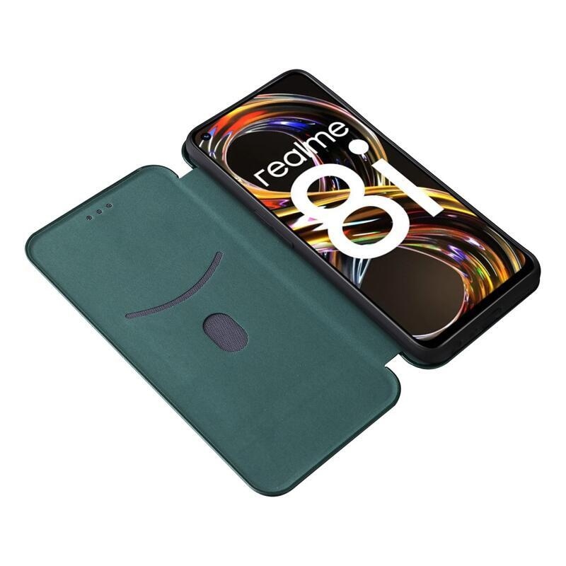 Carbon peněženkové pouzdro na mobil Realme 8i - zelené