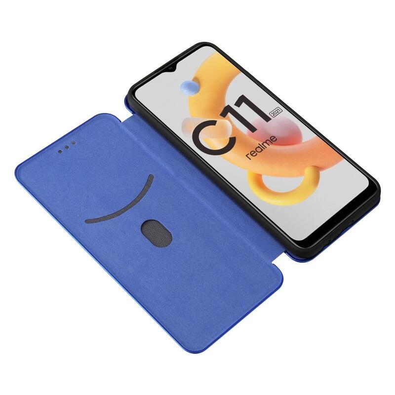 Carbon peněženkové pouzdro na mobil Realme C11 (2021) - modré