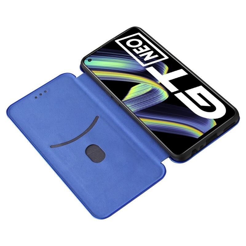 Carbon peněženkové pouzdro na mobil Realme GT 5G - modré